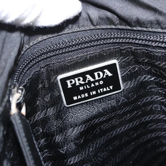 PRADA Shoulder Bag Nylon Black Silver Auth 125317V – MixTHINKS PRADA Shoulder Bag Nylon Black Silver